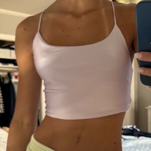 Lilac Ribbed Crop Top with Cross Back